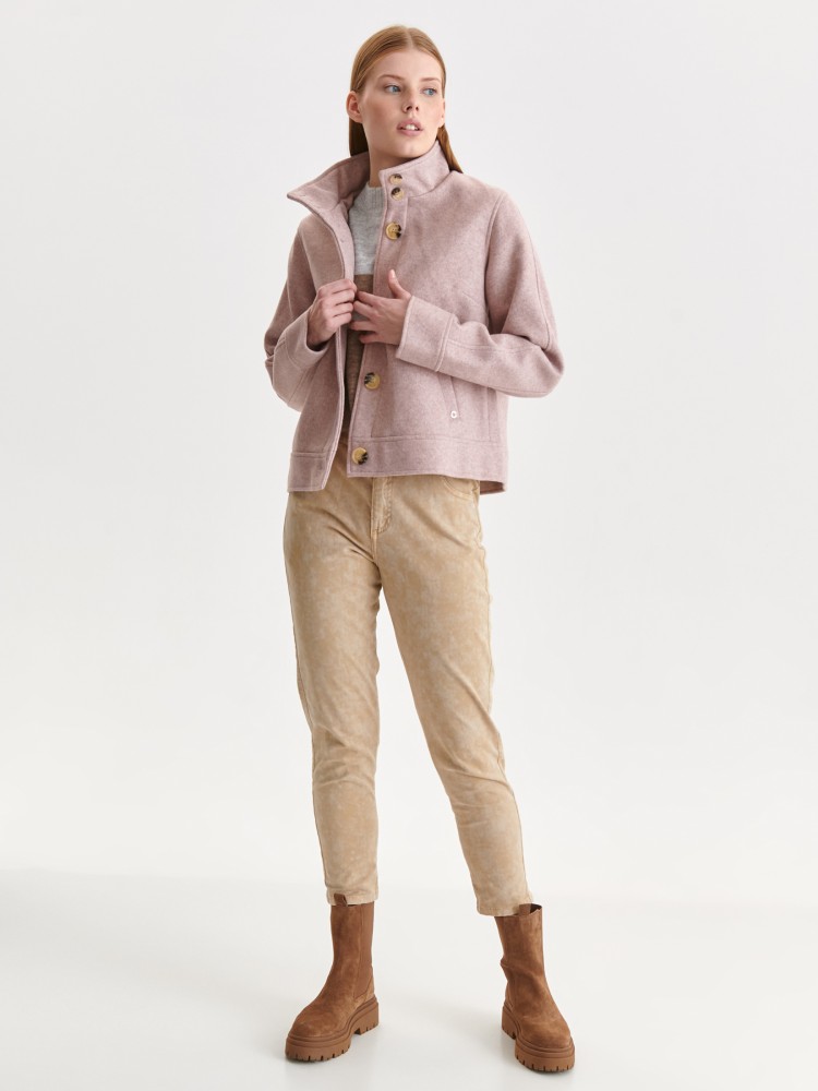 Krótka flauszowa kurtka ze stójką