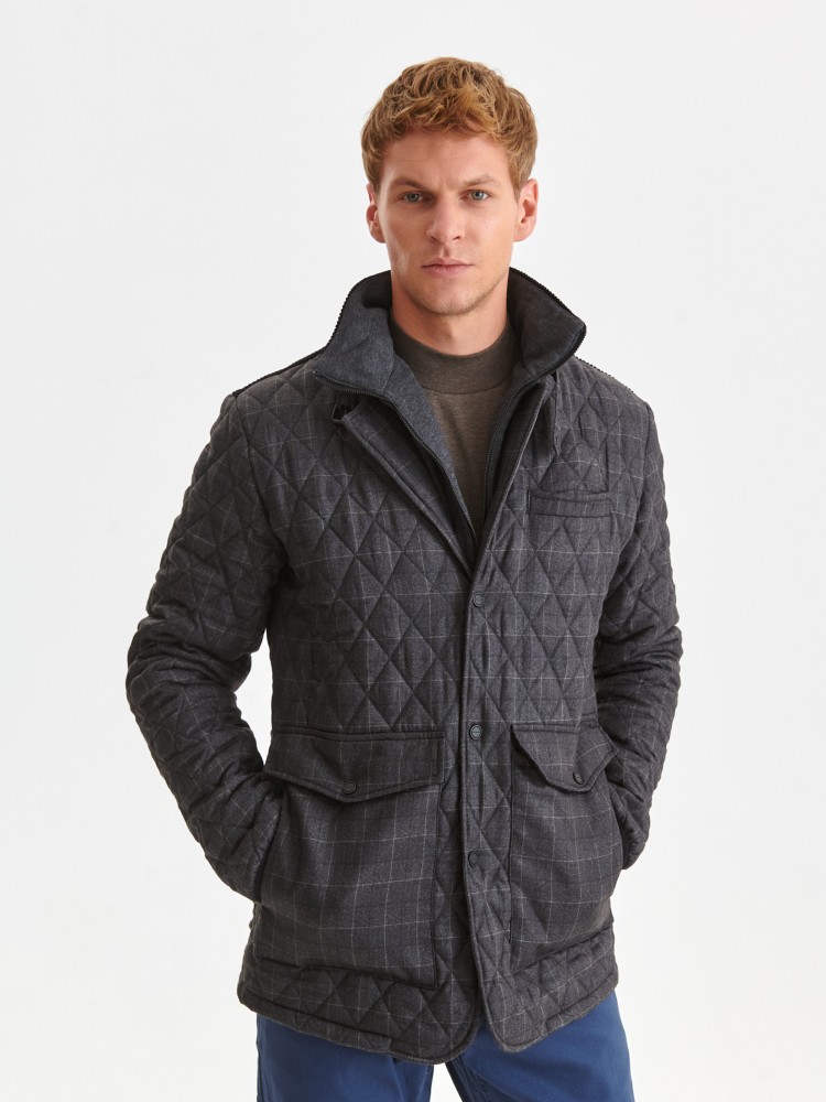 Kurtka w kratę pikowana