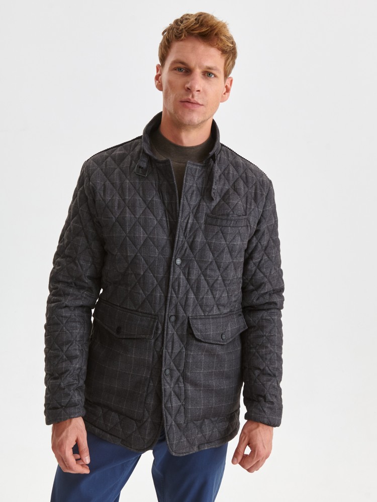 Kurtka w kratę pikowana