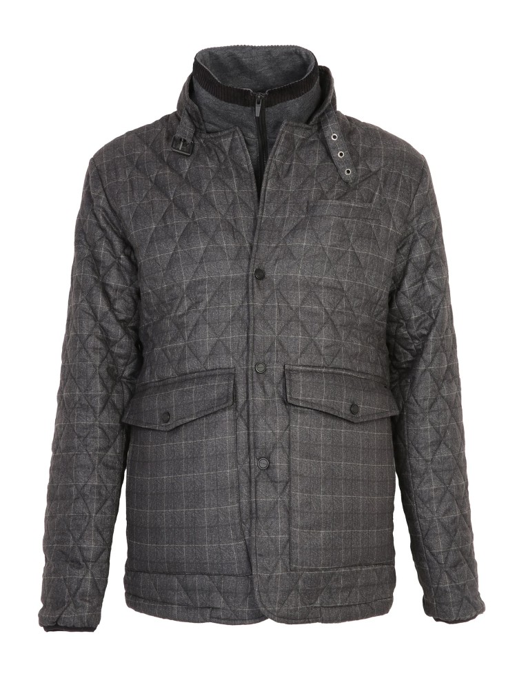 Kurtka w kratę pikowana