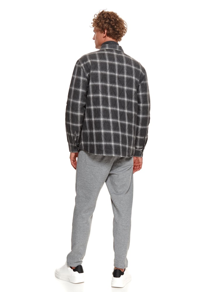 Pikowana koszulowa kurtka męska w kratę Pikowana koszulowa kurtka męska w kratę