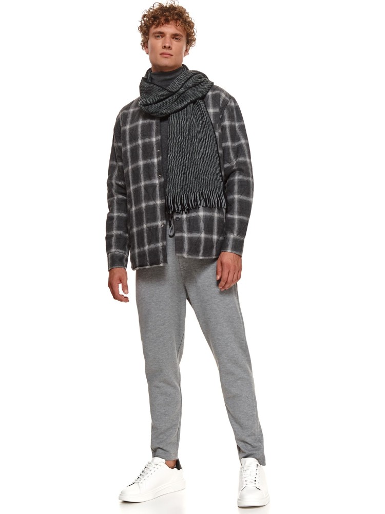 Pikowana koszulowa kurtka męska w kratę Pikowana koszulowa kurtka męska w kratę