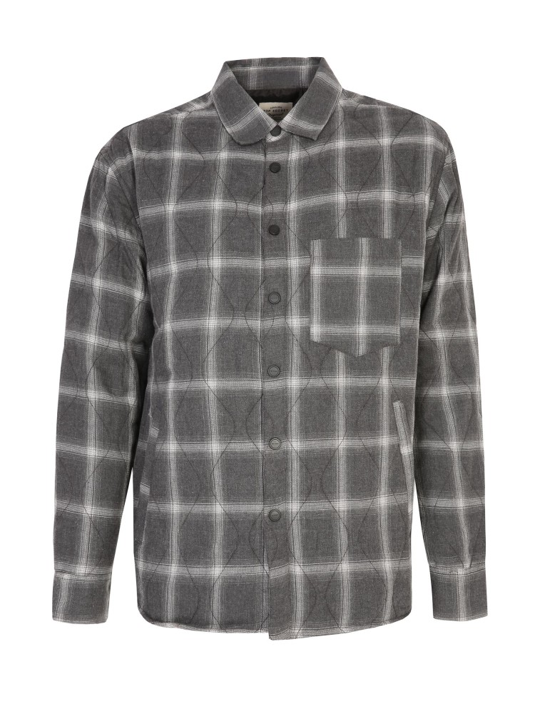 Pikowana koszulowa kurtka męska w kratę Pikowana koszulowa kurtka męska w kratę