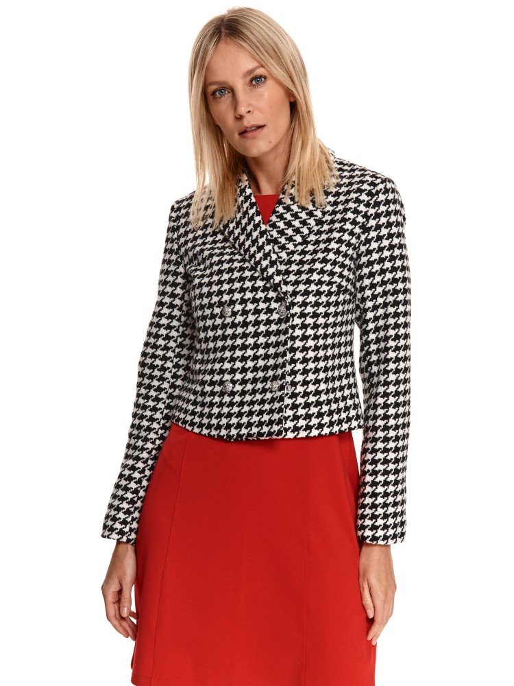 Krótka kurtka w pepitkę