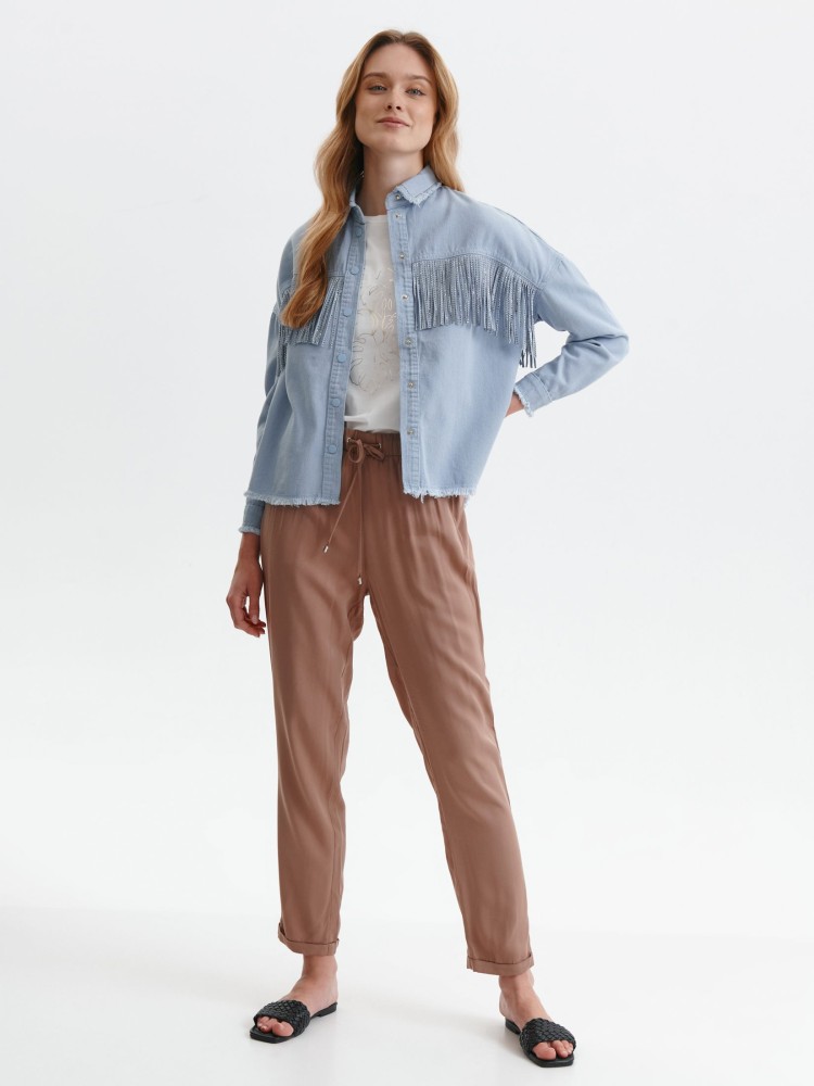 Jeansowa kurtka z frędzlami