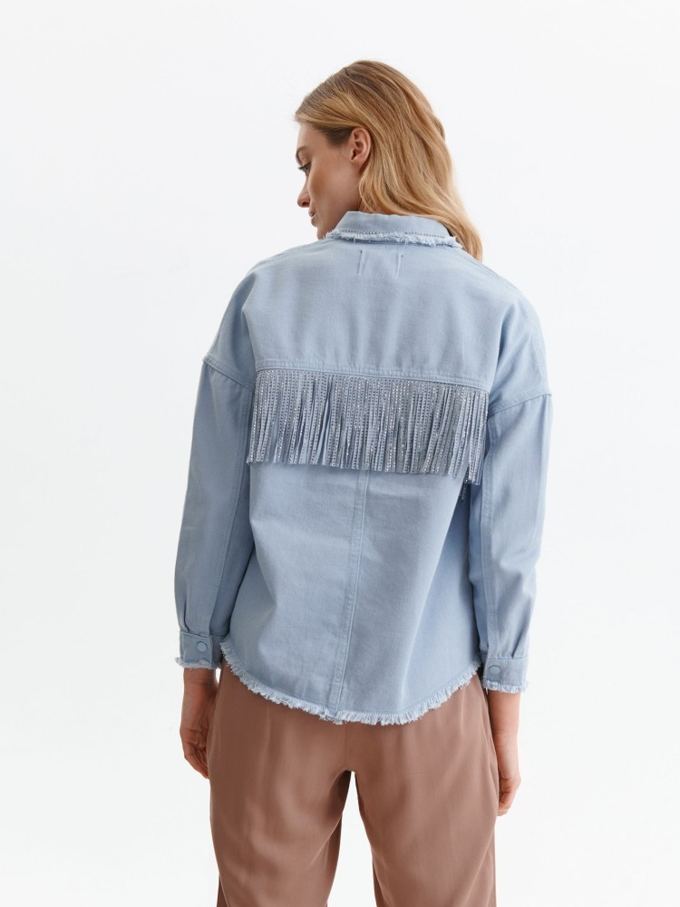 Jeansowa kurtka z frędzlami