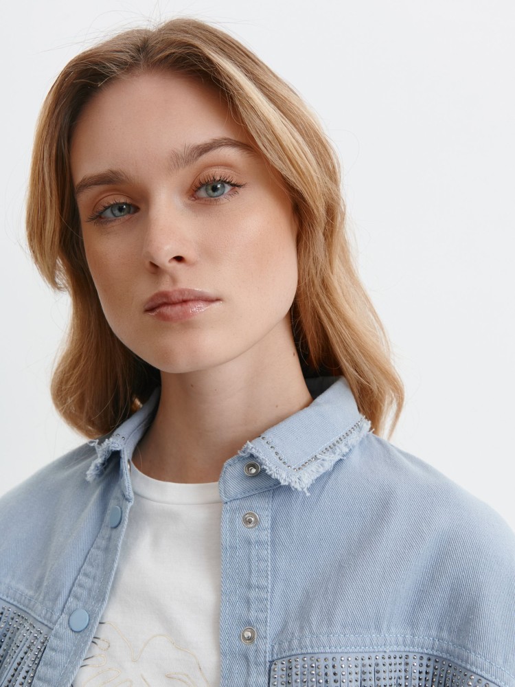 Jeansowa kurtka z frędzlami