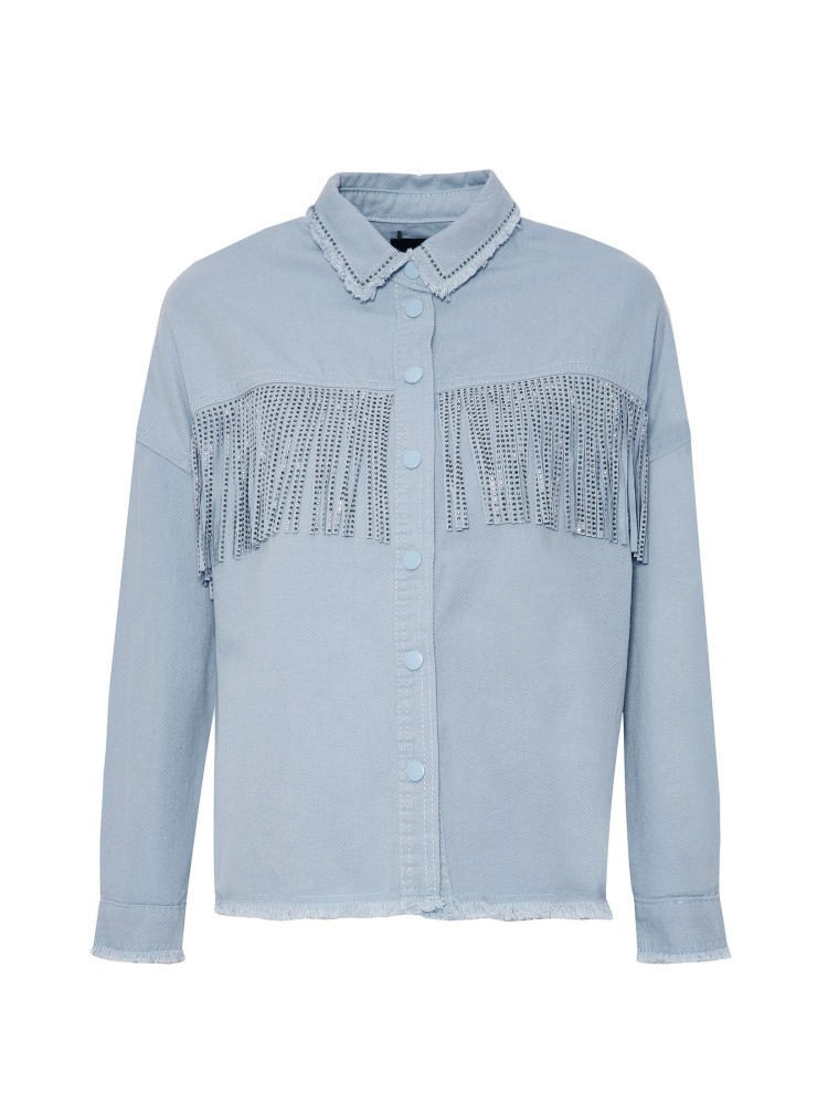 Jeansowa kurtka z frędzlami