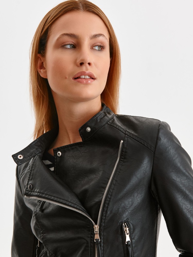 Ramoneska ze stójką z ekoskóry