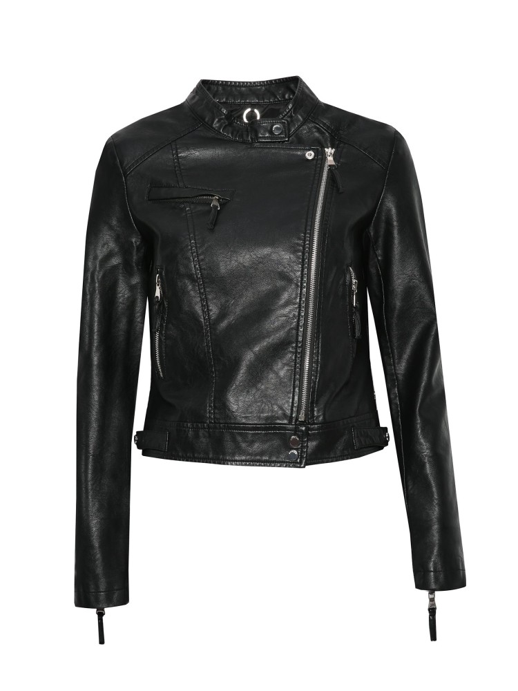 Ramoneska ze stójką z ekoskóry