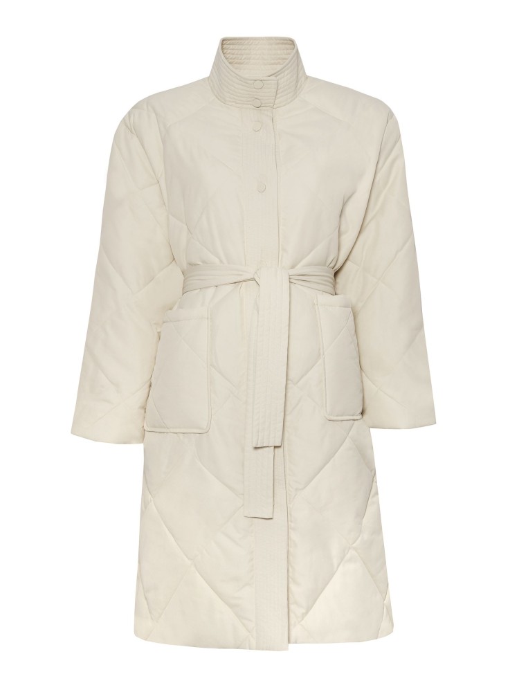 Pikowana dłuższa kurtka z paskiem