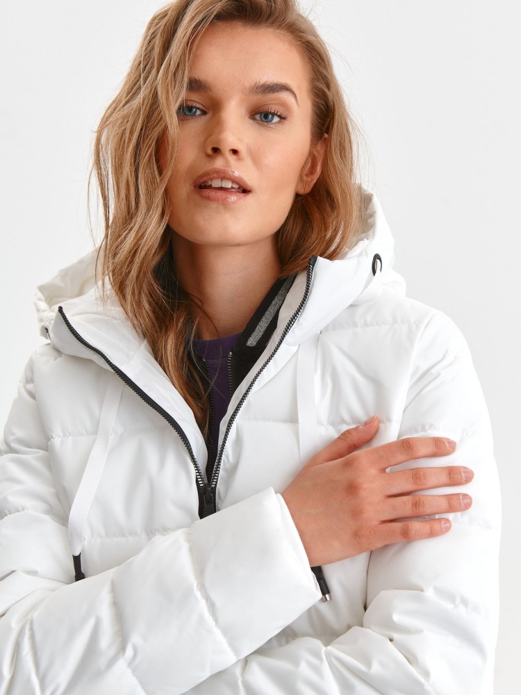 Biała kurtka zimowa z kapturem