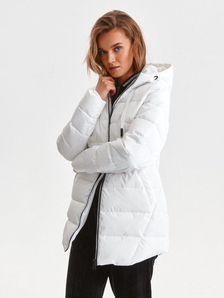 Biała kurtka zimowa z kapturem