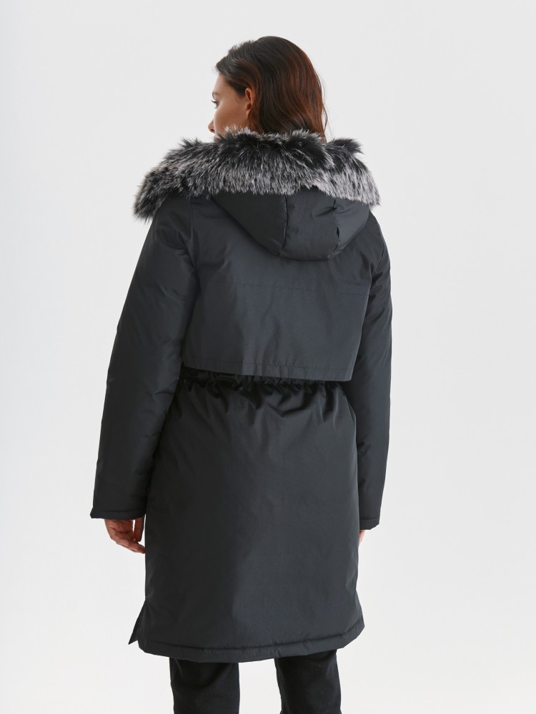 Parka damska z futerkiem przy kapturze
