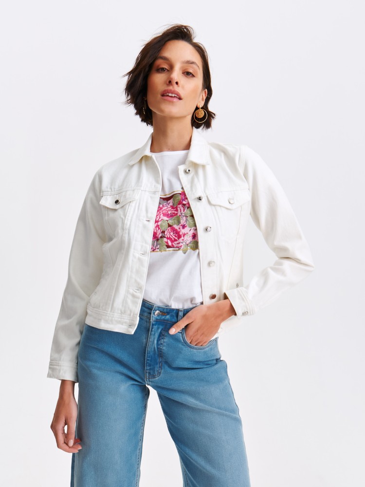 Jeansowa biała kurtka damska Jeansowa biała kurtka damska