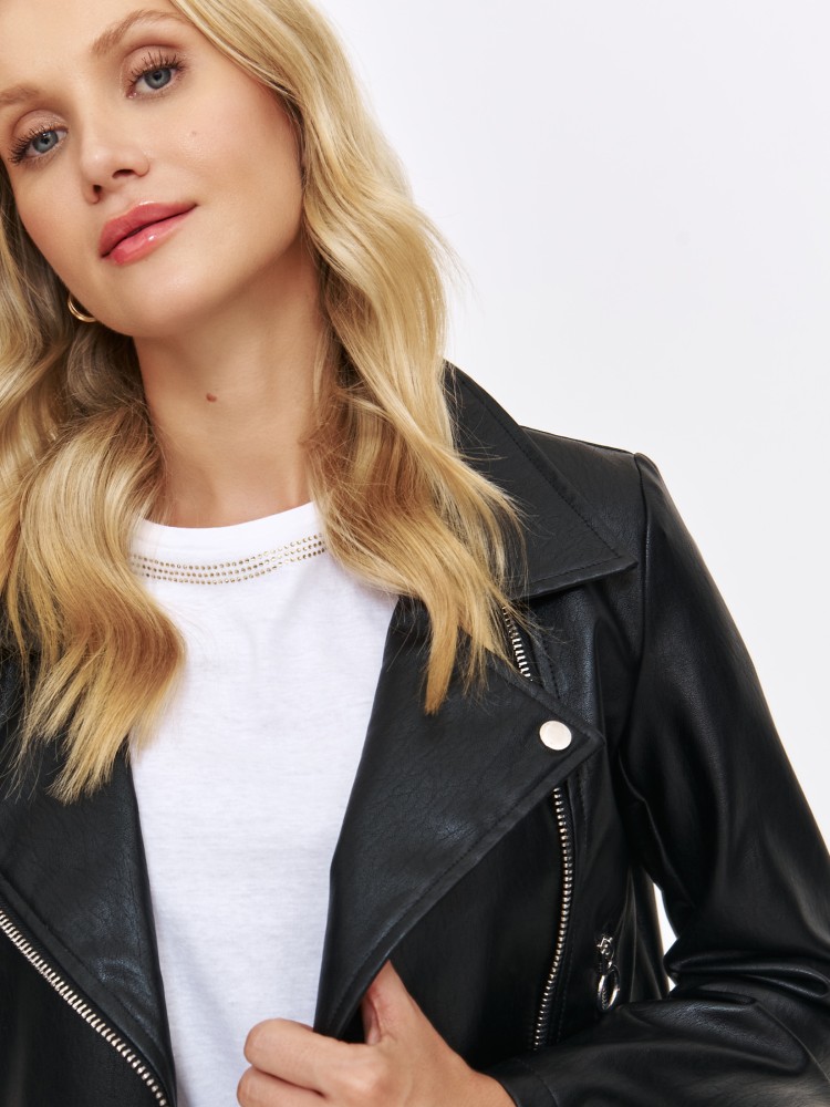 Krótka czarna ramoneska damska Krótka czarna ramoneska damska