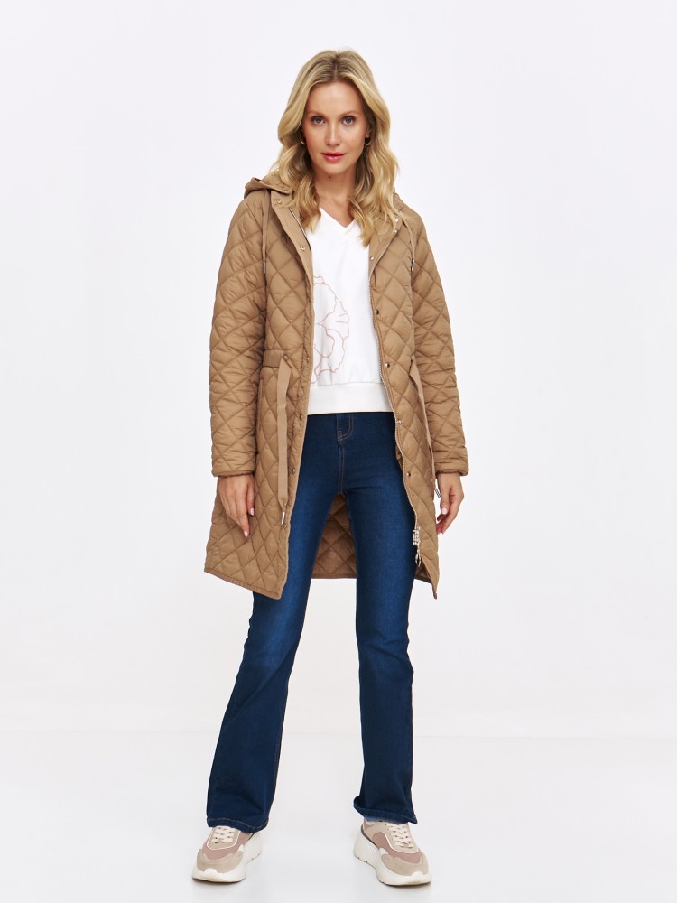 Pikowana beżowa kurtka damska Pikowana beżowa kurtka damska