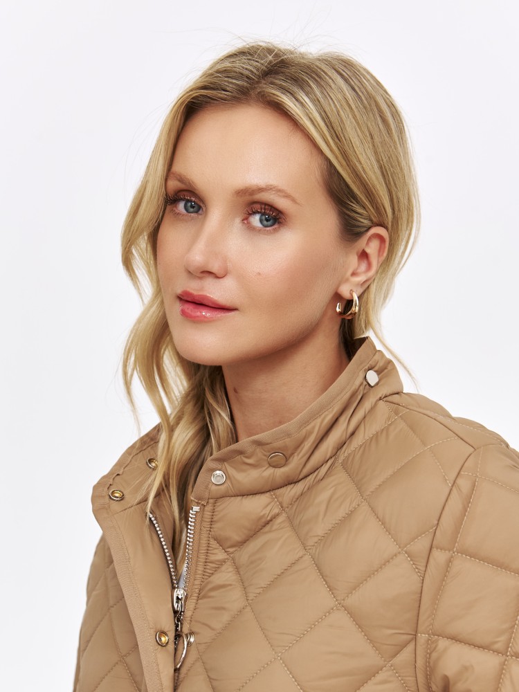 Pikowana beżowa kurtka damska Pikowana beżowa kurtka damska