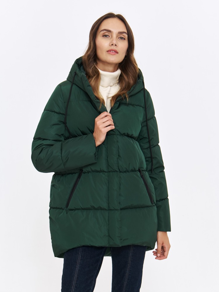 Zielona ocieplana kurtka damska