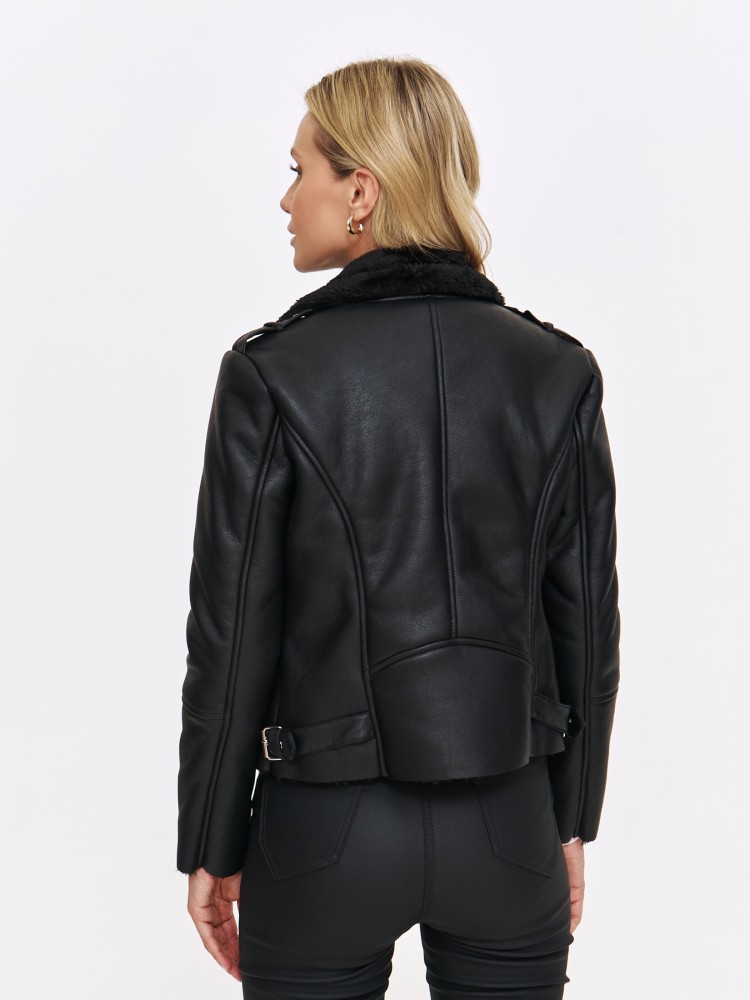 Czarna ramoneska damska z futerkiem Czarna ramoneska damska z futerkiem