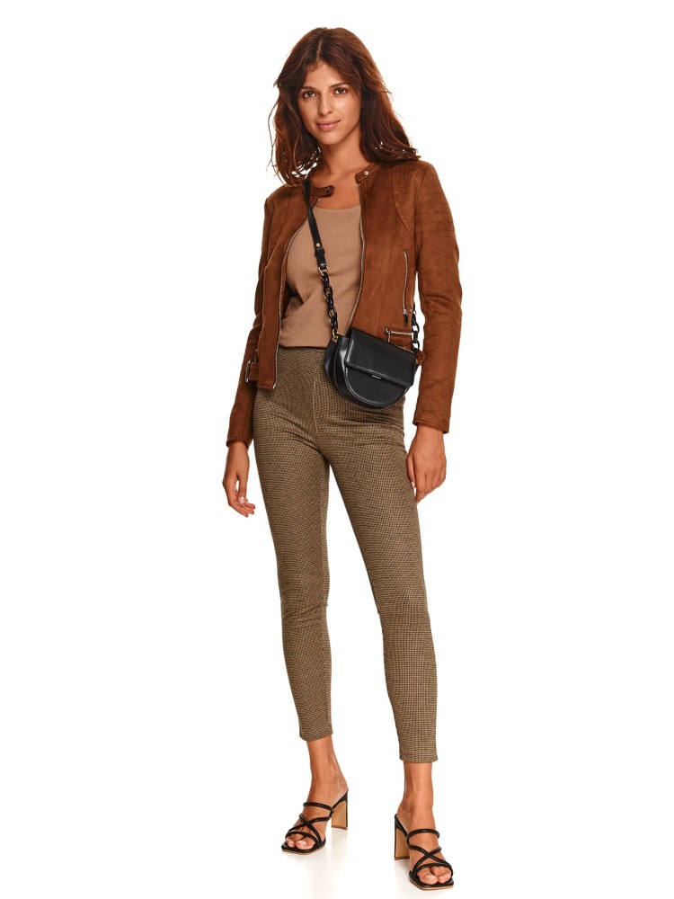 Legginsy w pepitkę z gumą w pasie