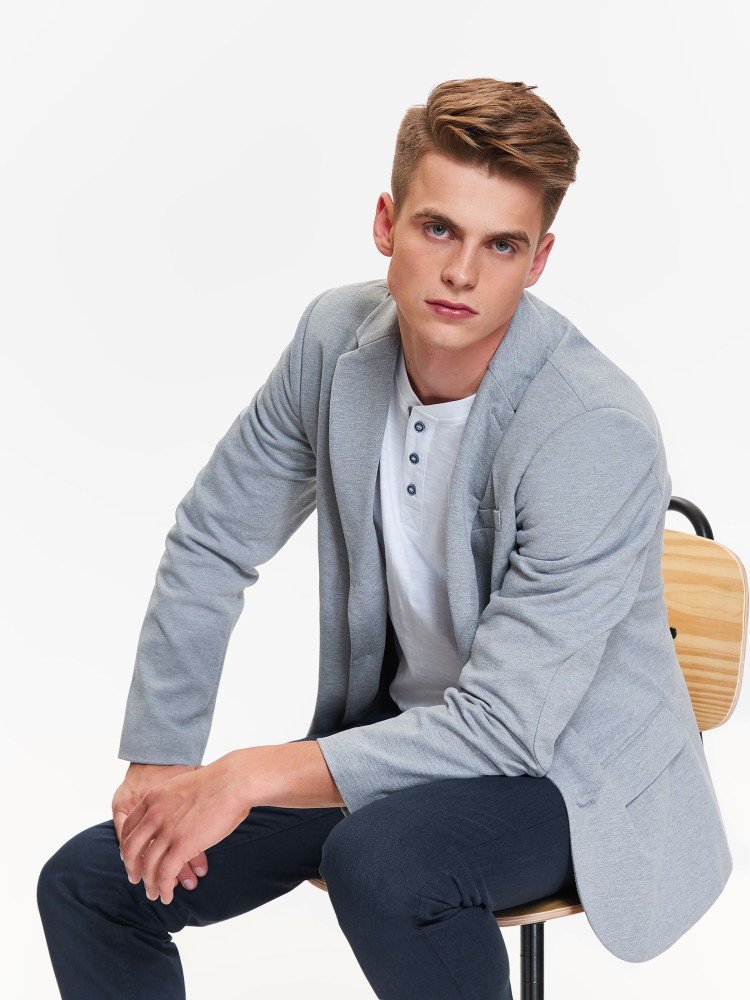 Marynarka męska z dzianiny strukturalnej o regularnym kroju