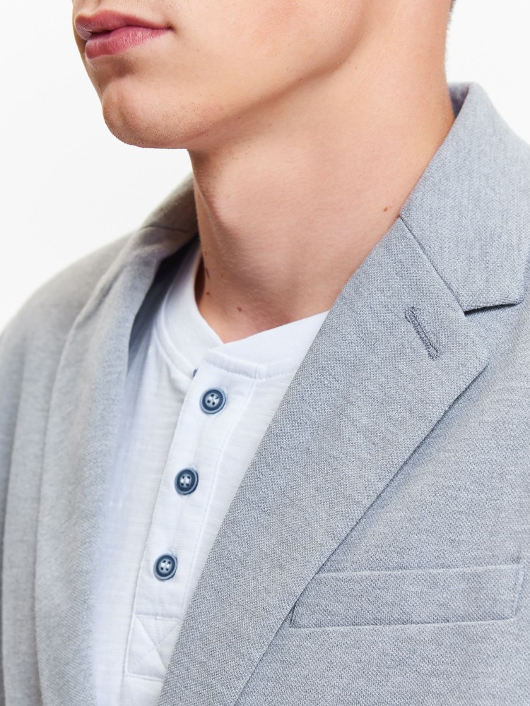 Marynarka męska z dzianiny strukturalnej o regularnym kroju