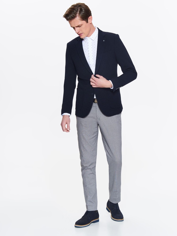 Marynarka męska o dopasowanym kroju ze strukturalnej tkaniny