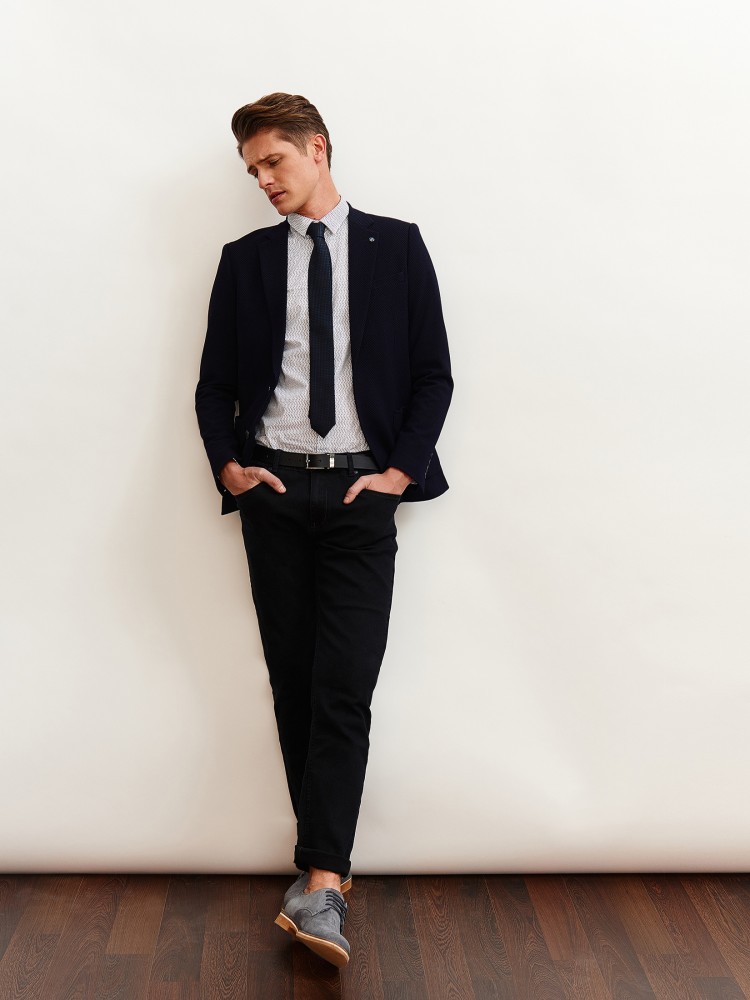 Marynarka męska o dopasowanym kroju ze strukturalnej tkaniny