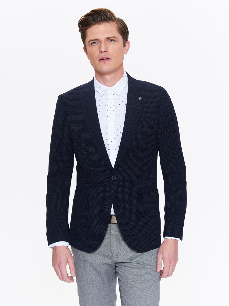 Marynarka męska o dopasowanym kroju ze strukturalnej tkaniny