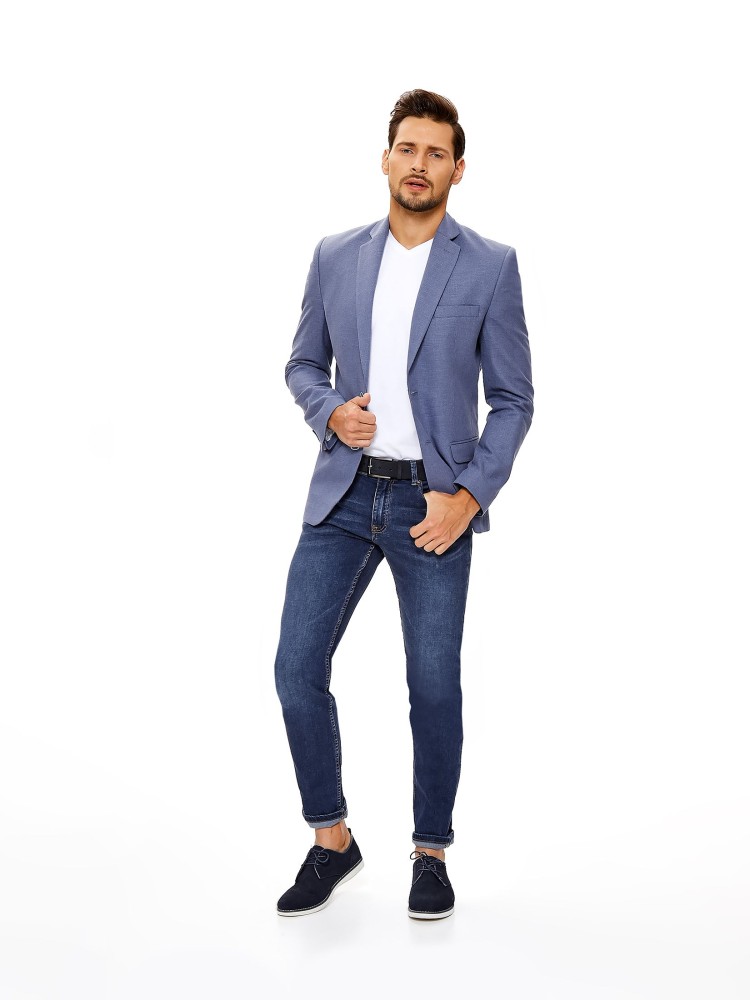 Marynarka męska strukturalna z dodatkiem lnu