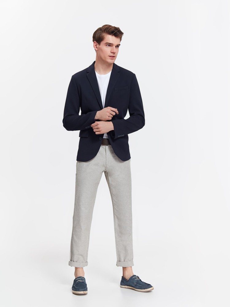 Marynarka męska o kroju regularnym ze strukturalnej dzianiny