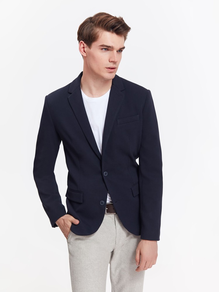 Marynarka męska o kroju regularnym ze strukturalnej dzianiny