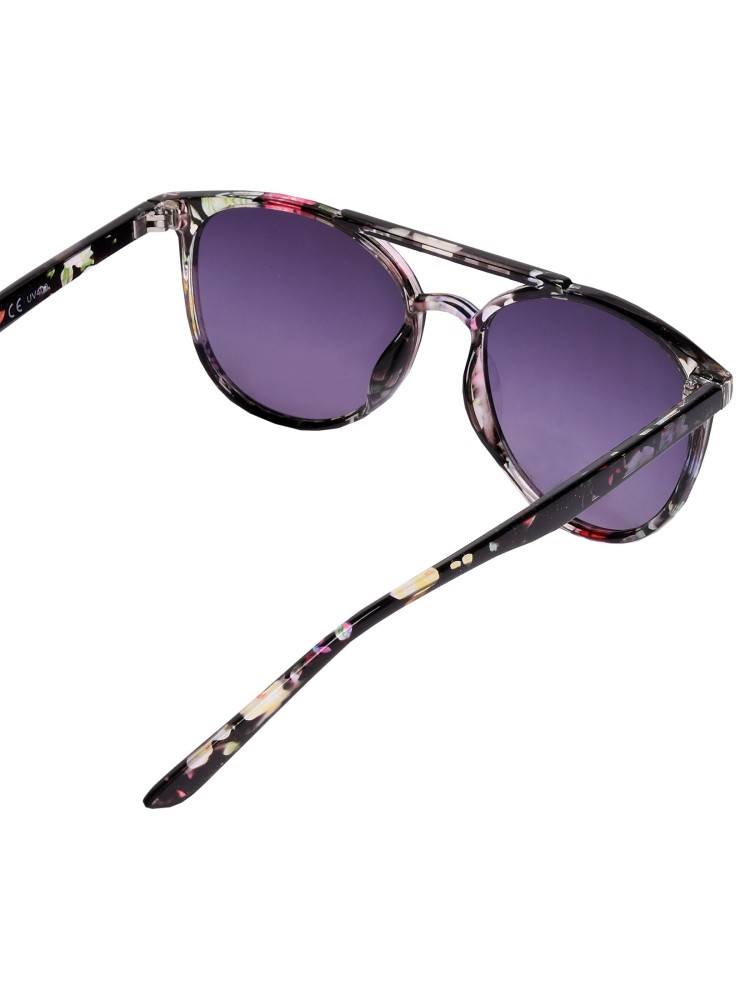 Okulary przeciwsłoneczne damskie z oprawkami w kwiaty