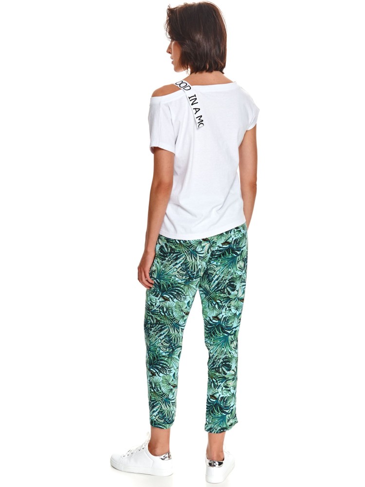 Luźny t-shirt z ozdobną taśmą