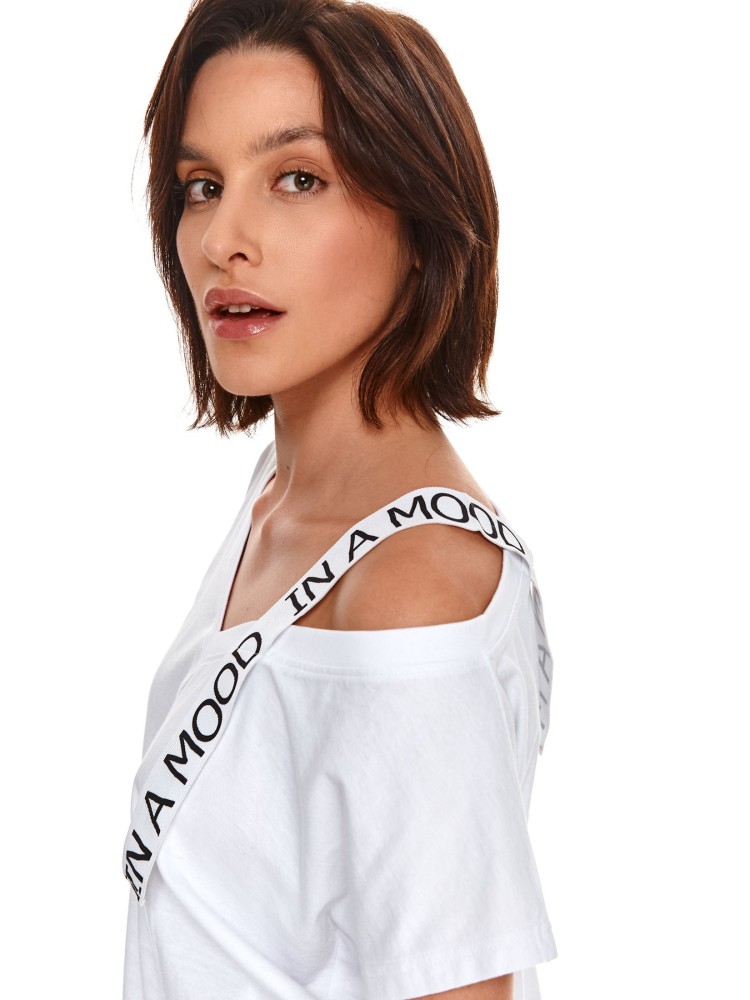 Luźny t-shirt z ozdobną taśmą