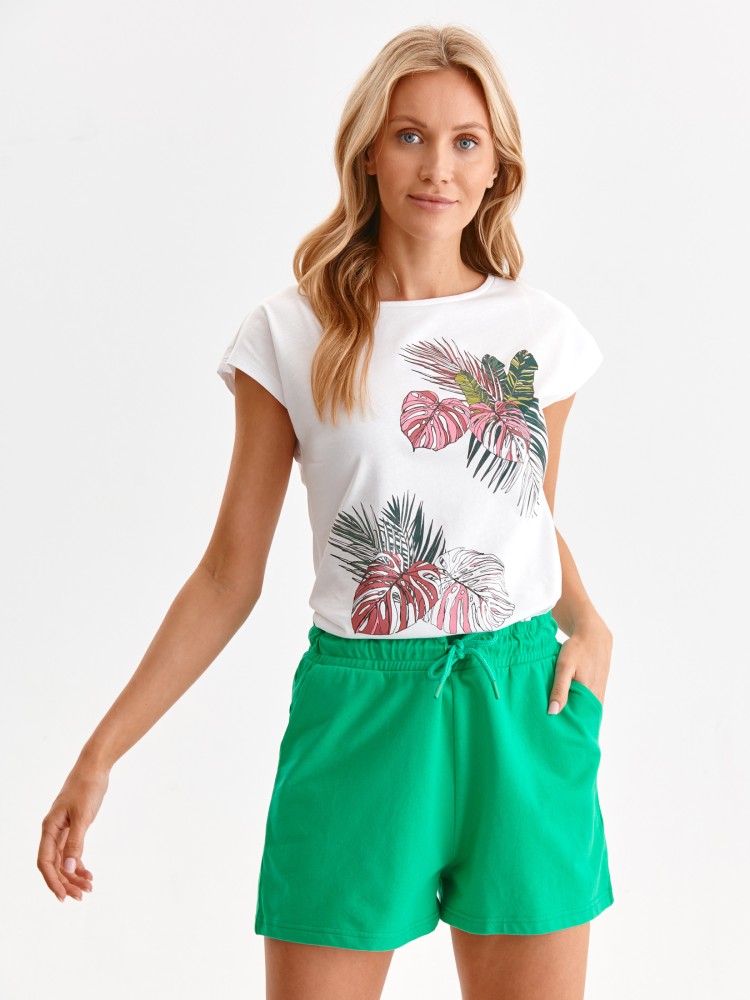 T-shirt damski z roślinnym nadrukiem