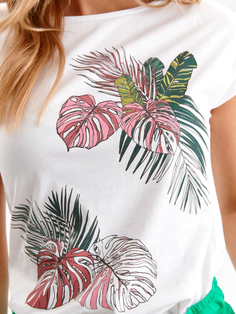 T-shirt damski z roślinnym nadrukiem