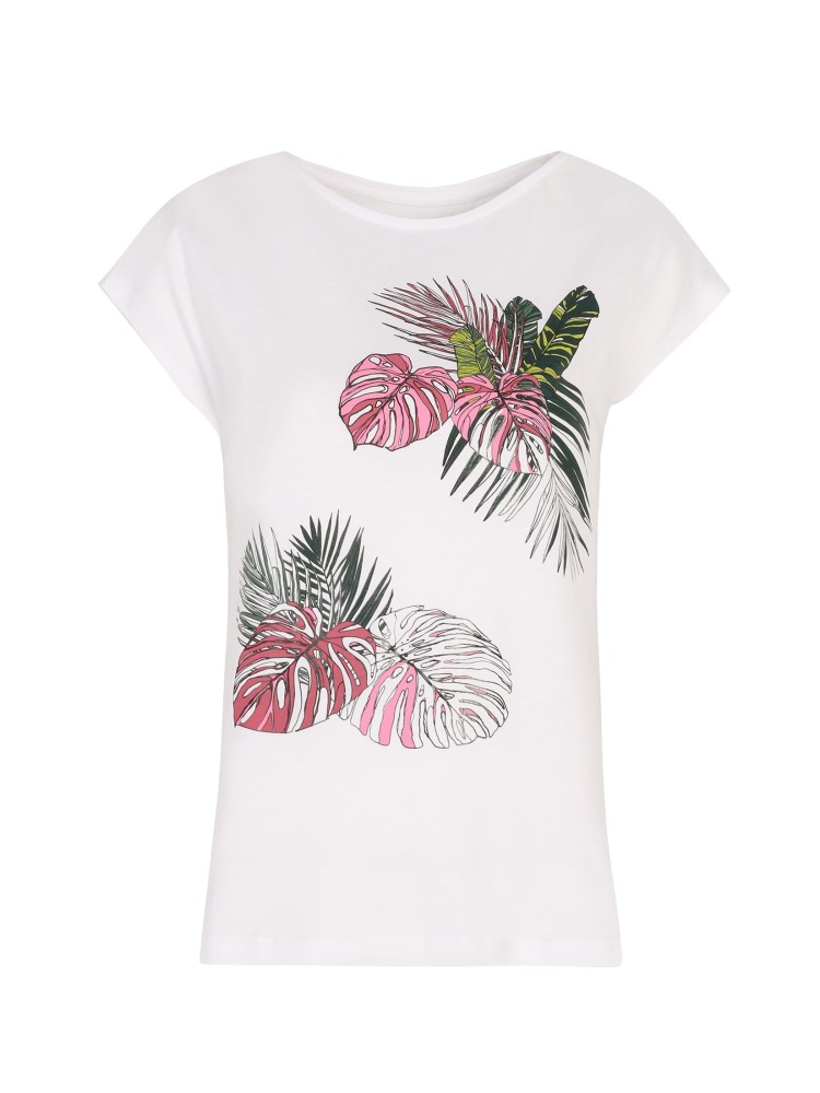 T-shirt damski z roślinnym nadrukiem