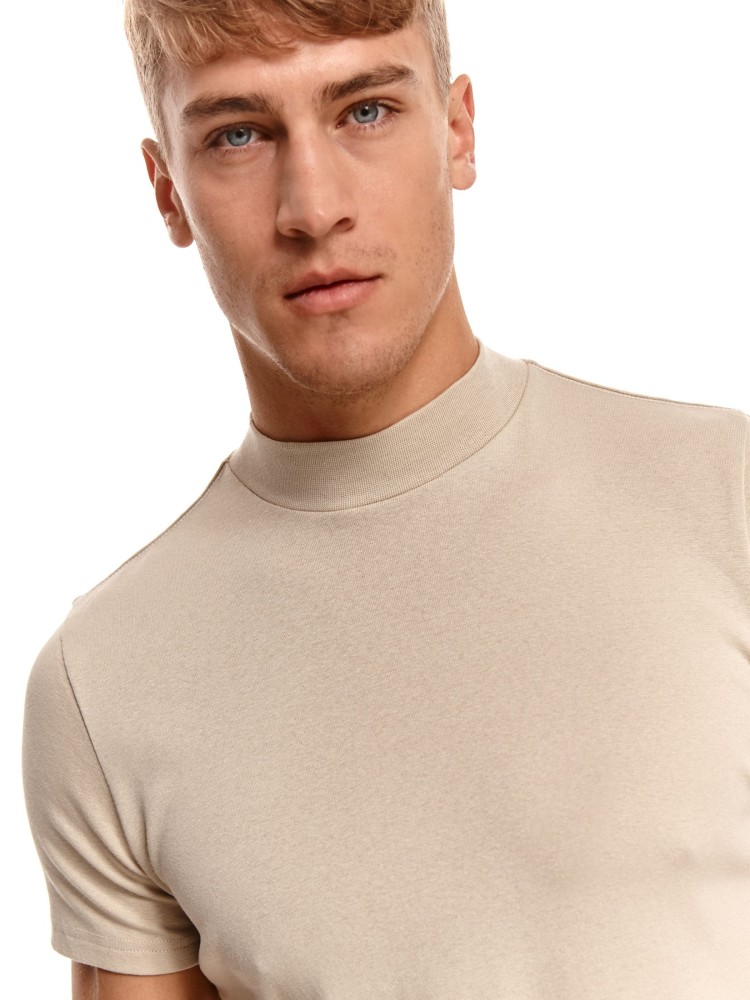 T-shirt półgolf z miękkiej dzianiny