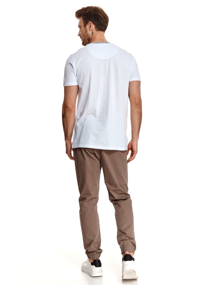 Gładki t-shirt męski z lamówką przy dekolcie