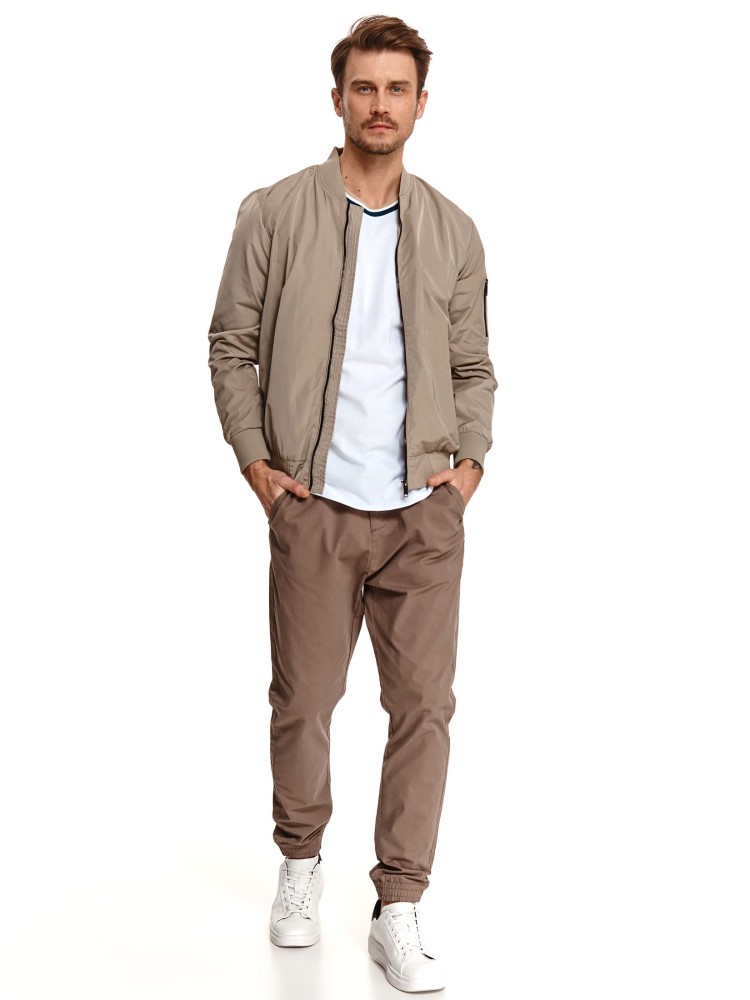 Gładki t-shirt męski z lamówką przy dekolcie