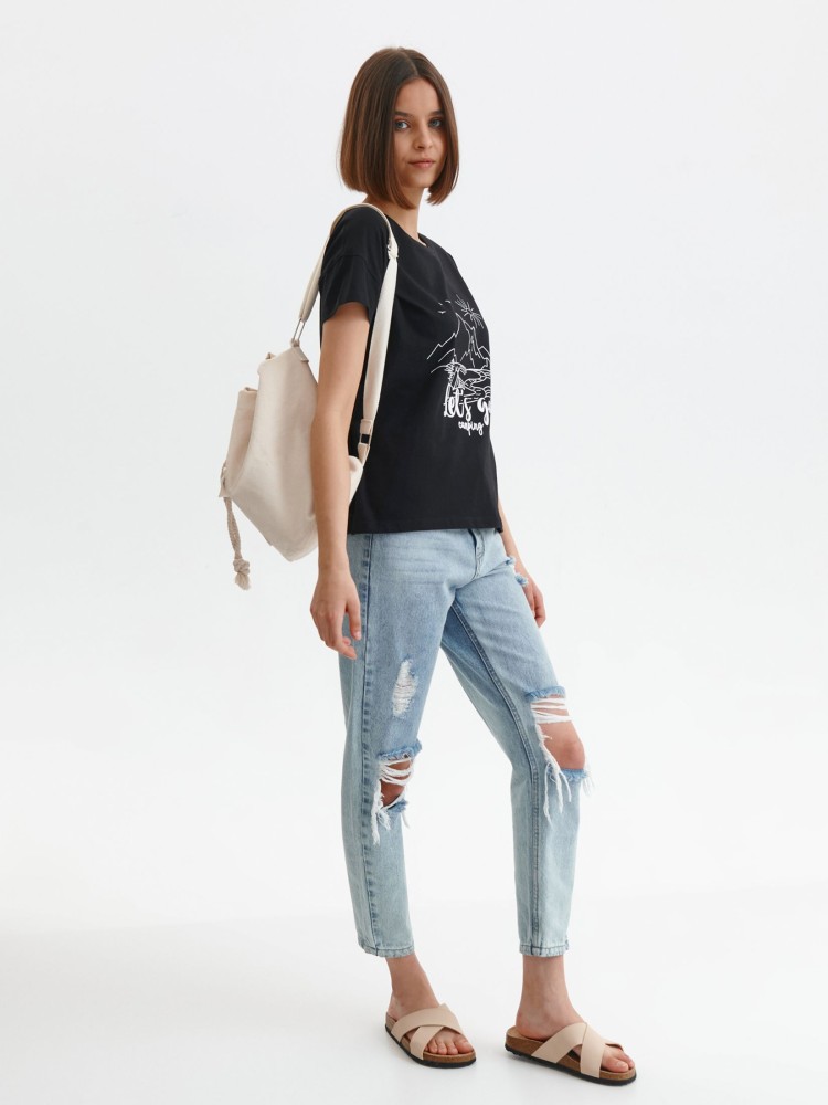 Damski t-shirt oversize z nadrukiem