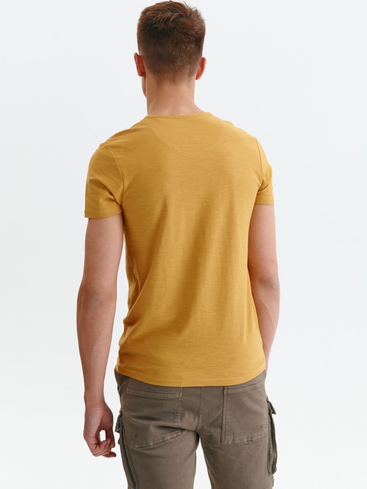 Bawełniany t-shirt krótki rękaw męski z guzikami