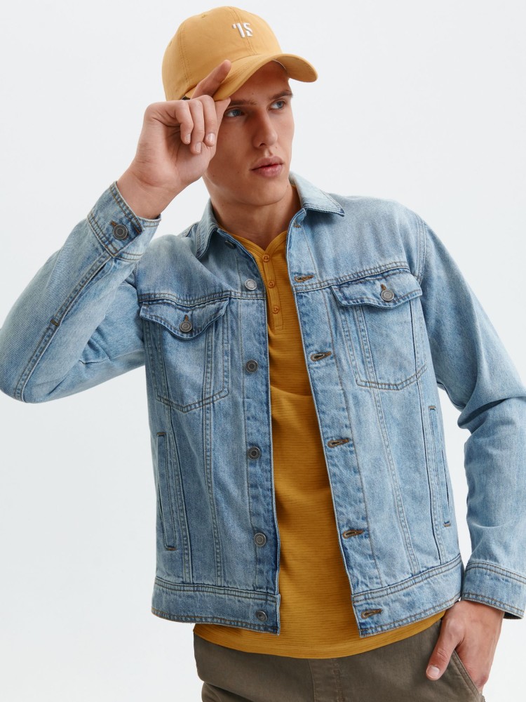 Bawełniany t-shirt krótki rękaw męski z guzikami