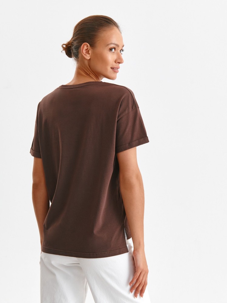 Luźny t-shirt krótki rękaw damski z napisem