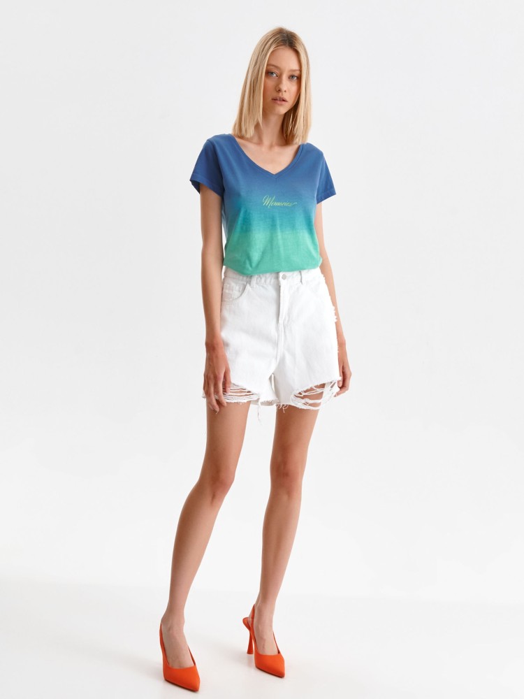 T-shirt krótki rękaw damski ombre z nadrukiem