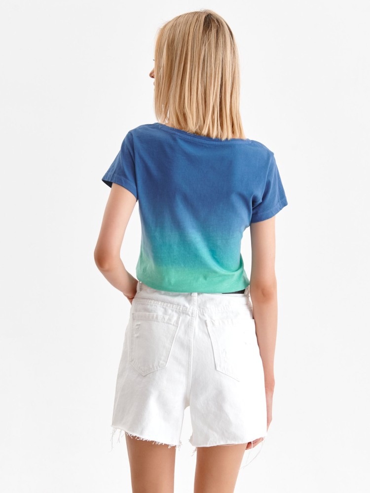 T-shirt krótki rękaw damski ombre z nadrukiem