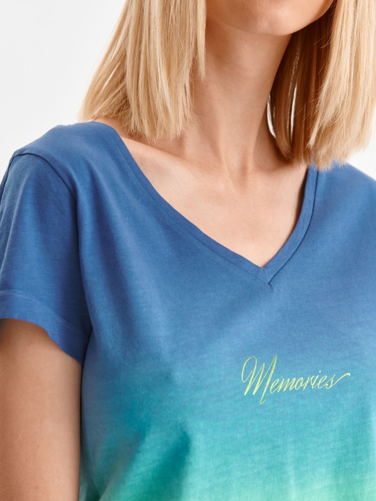 T-shirt krótki rękaw damski ombre z nadrukiem