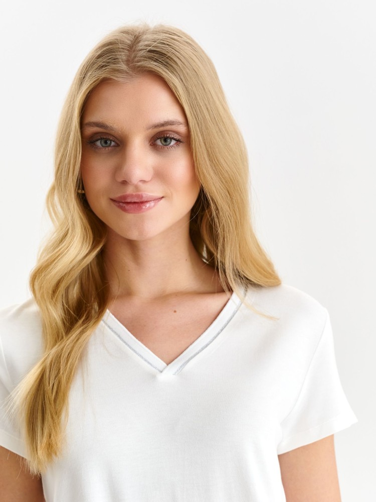 Gładki t-shirt damski z dekoltem w serek Gładki t-shirt damski z dekoltem w serek